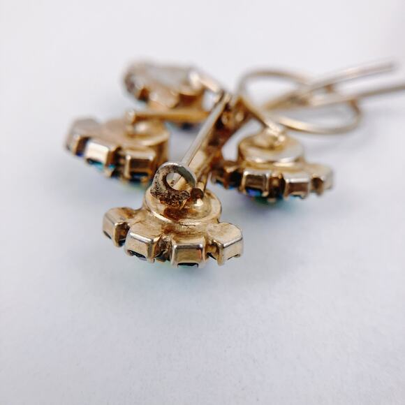 Mid Century Blue AB Rhinestone Bouquet Floral Spray Brooch, 1950s AB Vintage Pin - Picture 6 of 9